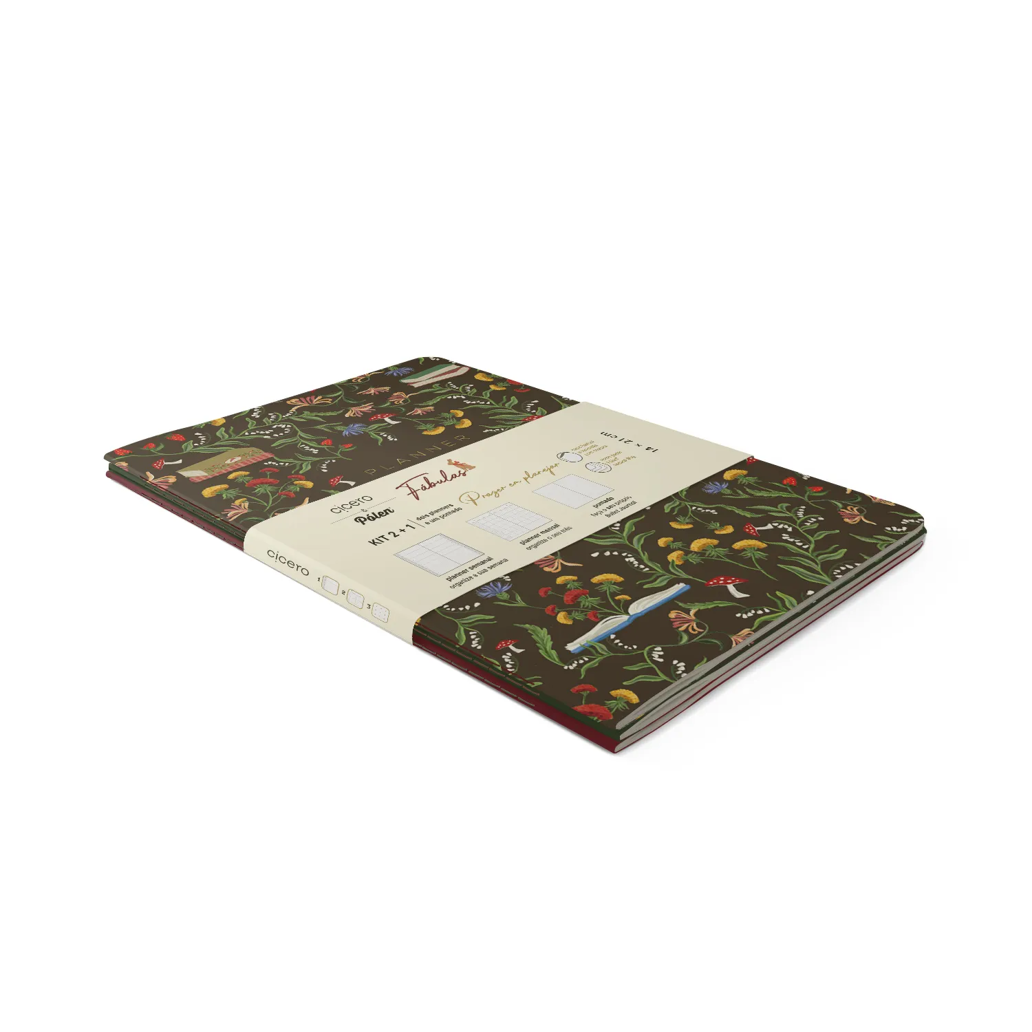Kit 2 +1 - dois planners e um pontado Prazer em Planejar Kit 3 unidades 14x21 Cicero & Pólen Fábulas