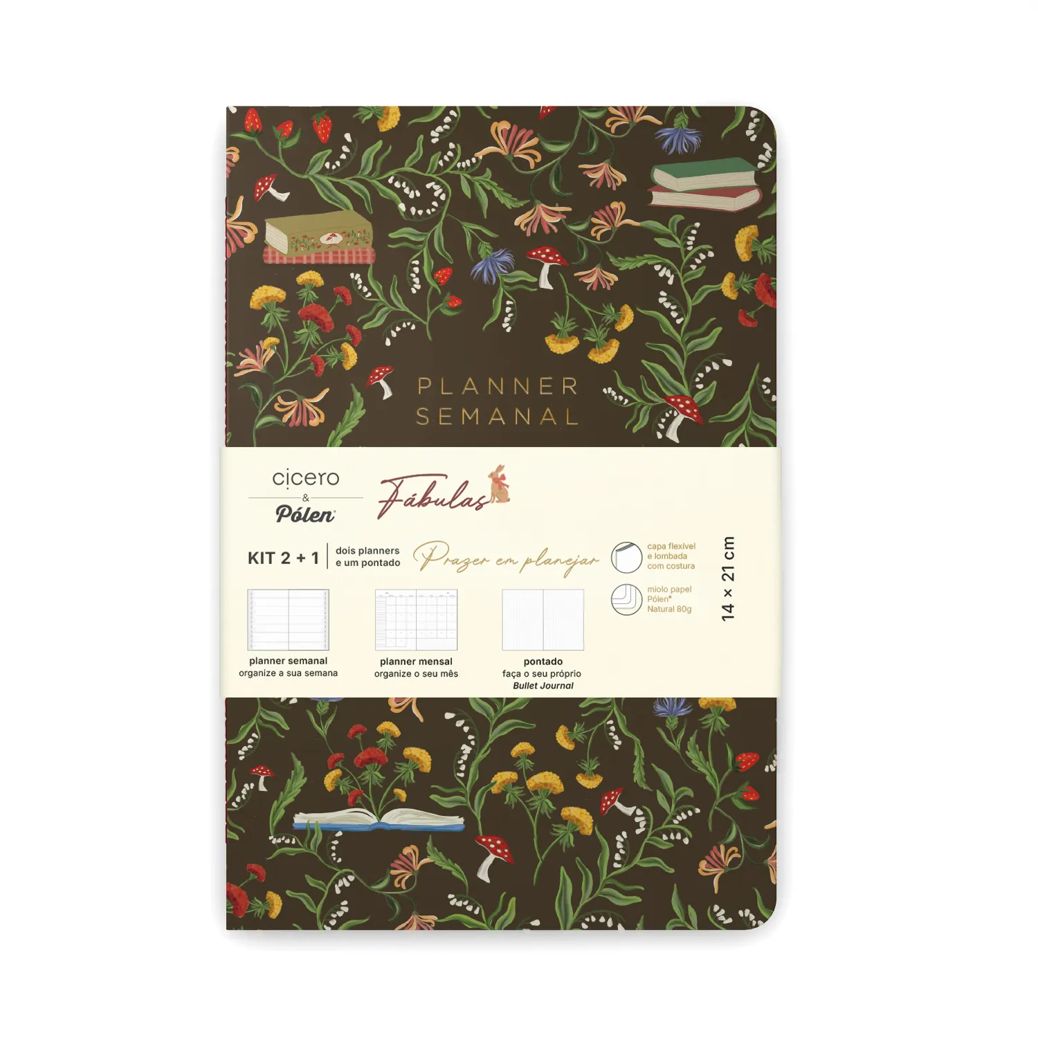 Kit 2 +1 - dois planners e um pontado Prazer em Planejar Kit 3 unidades 14x21 Cicero & Pólen Fábulas