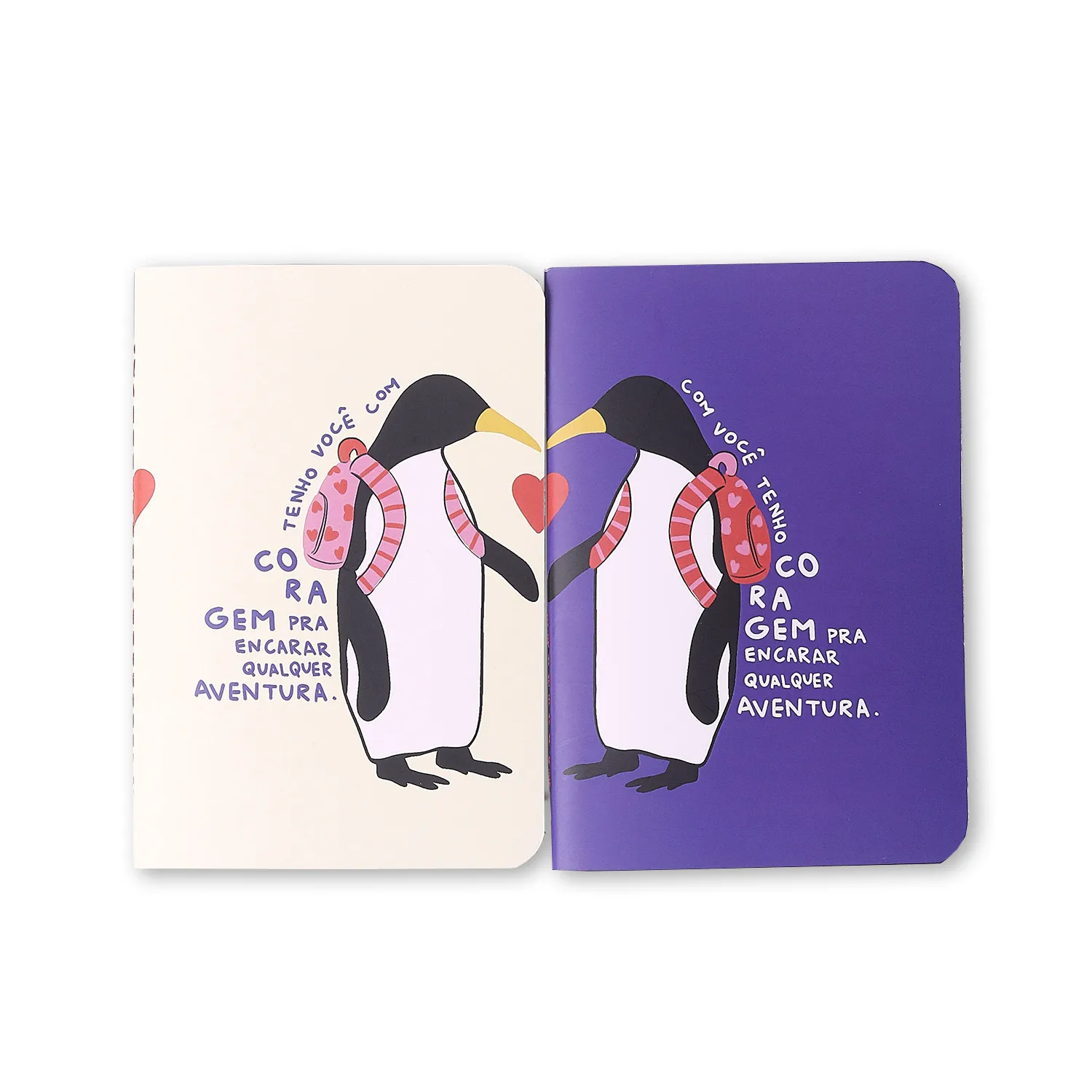 Kit 2 Unidades Caderneta Revista Sem Pauta 9x13 Pinguins Aventureiros