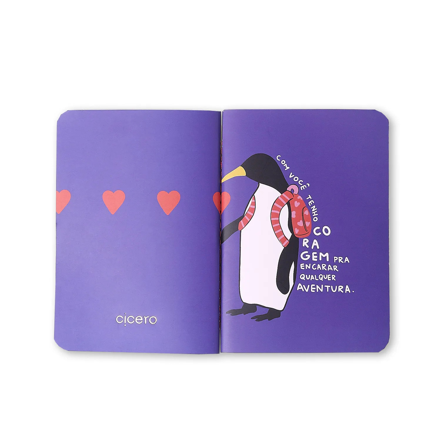 Kit 2 Unidades Caderneta Revista Sem Pauta 9x13 Pinguins Aventureiros
