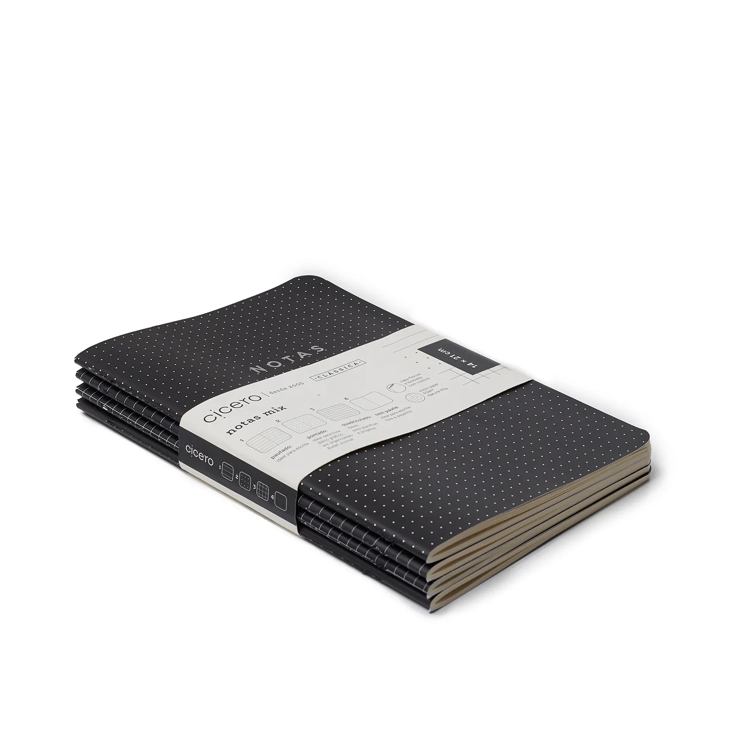 Kit Revistas Notas Mix 14x21 - Preto