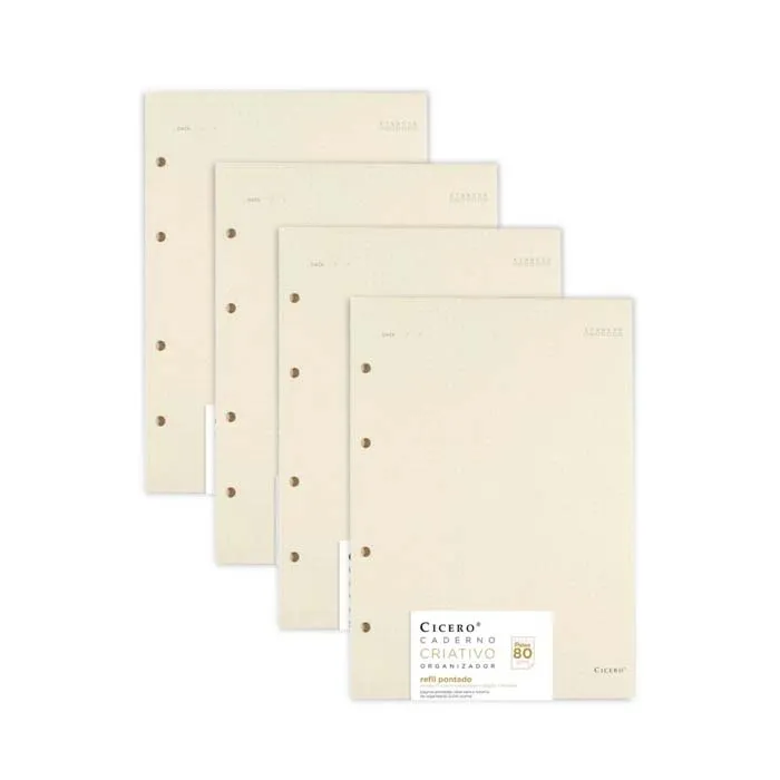 Kit de 4 Refis Pontado Caderno Argolado Polen 17x24