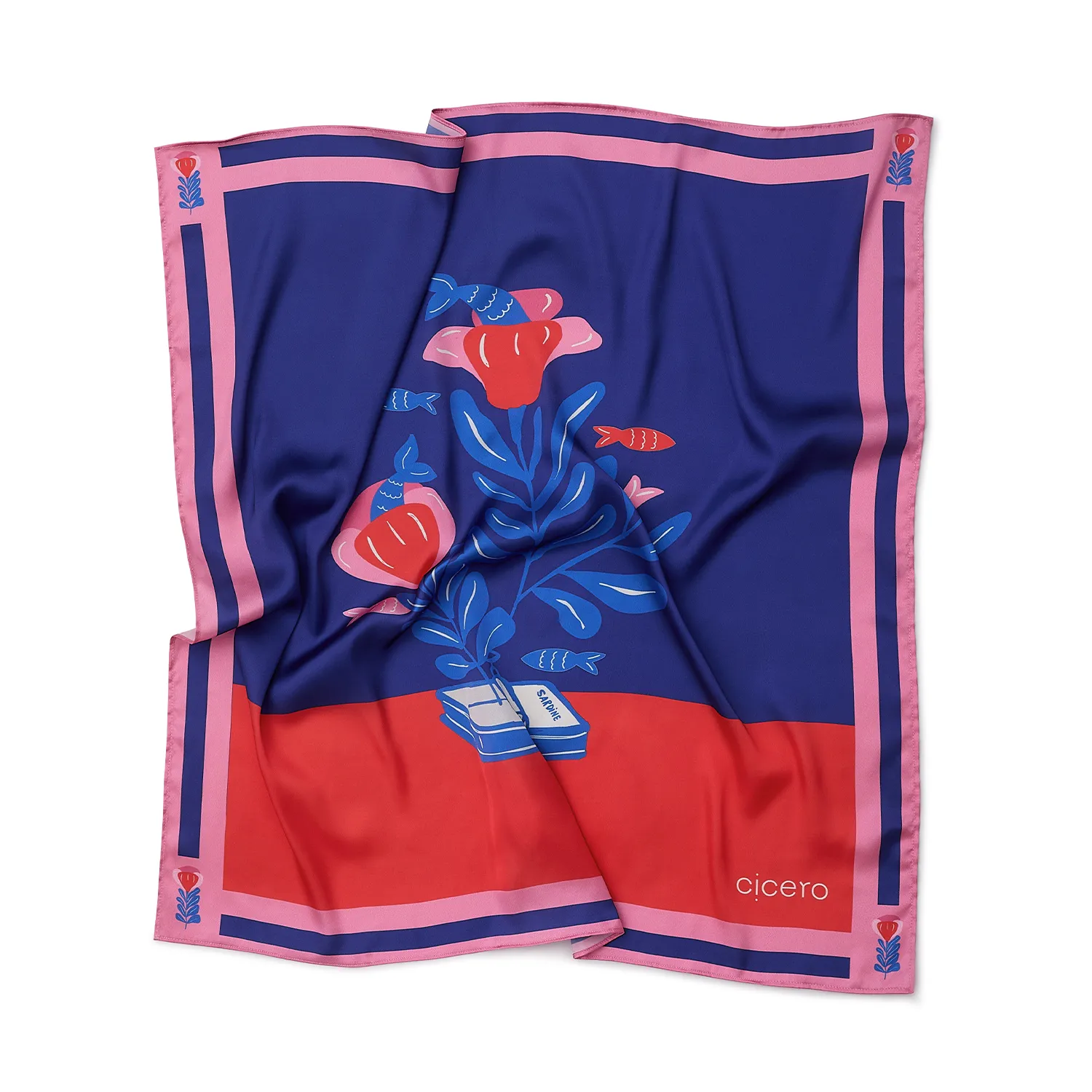 Lenço Estampado Doce Florada Sardinha 70x70