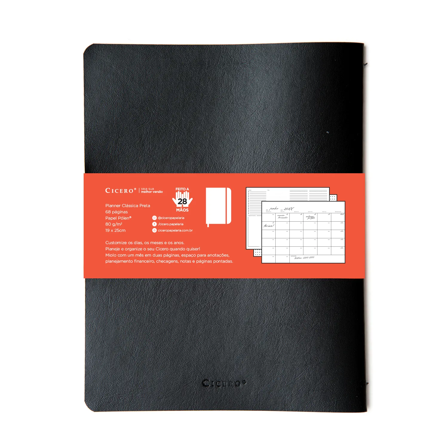 Planner Clássica 19x25 - Preta NOVO MIOLO