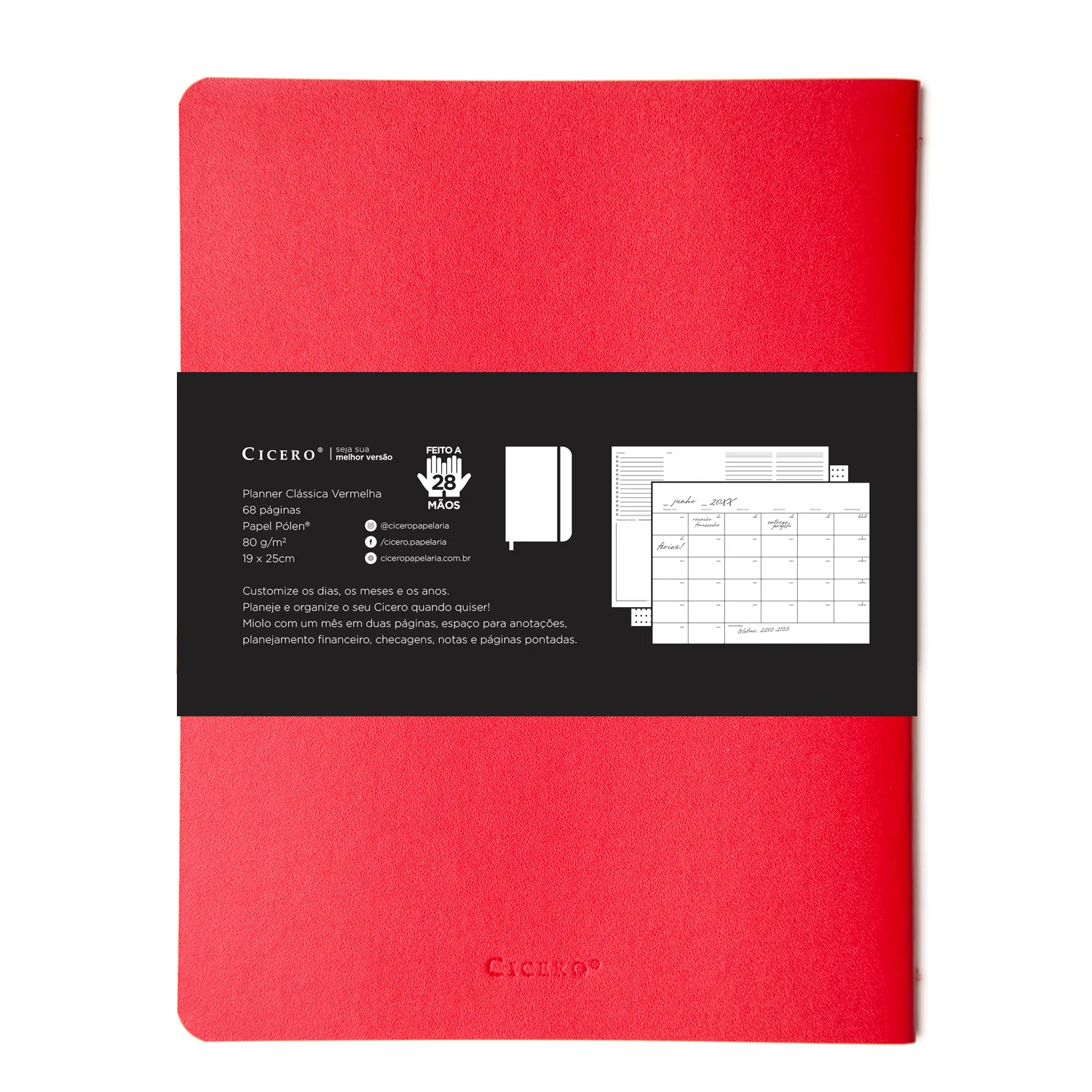 Planner Clássica 19x25 - Vermelha NOVO MIOLO