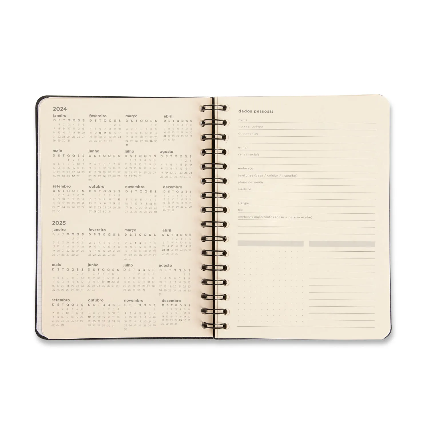Planner Permamente Wire-o Clássica Financeiro A5 Caramelo