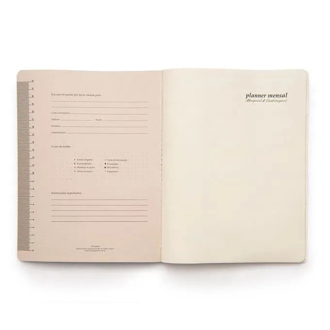 Planner Permanente Revista Planejamento Clássica Mensal19x25 Caramelo/Café
