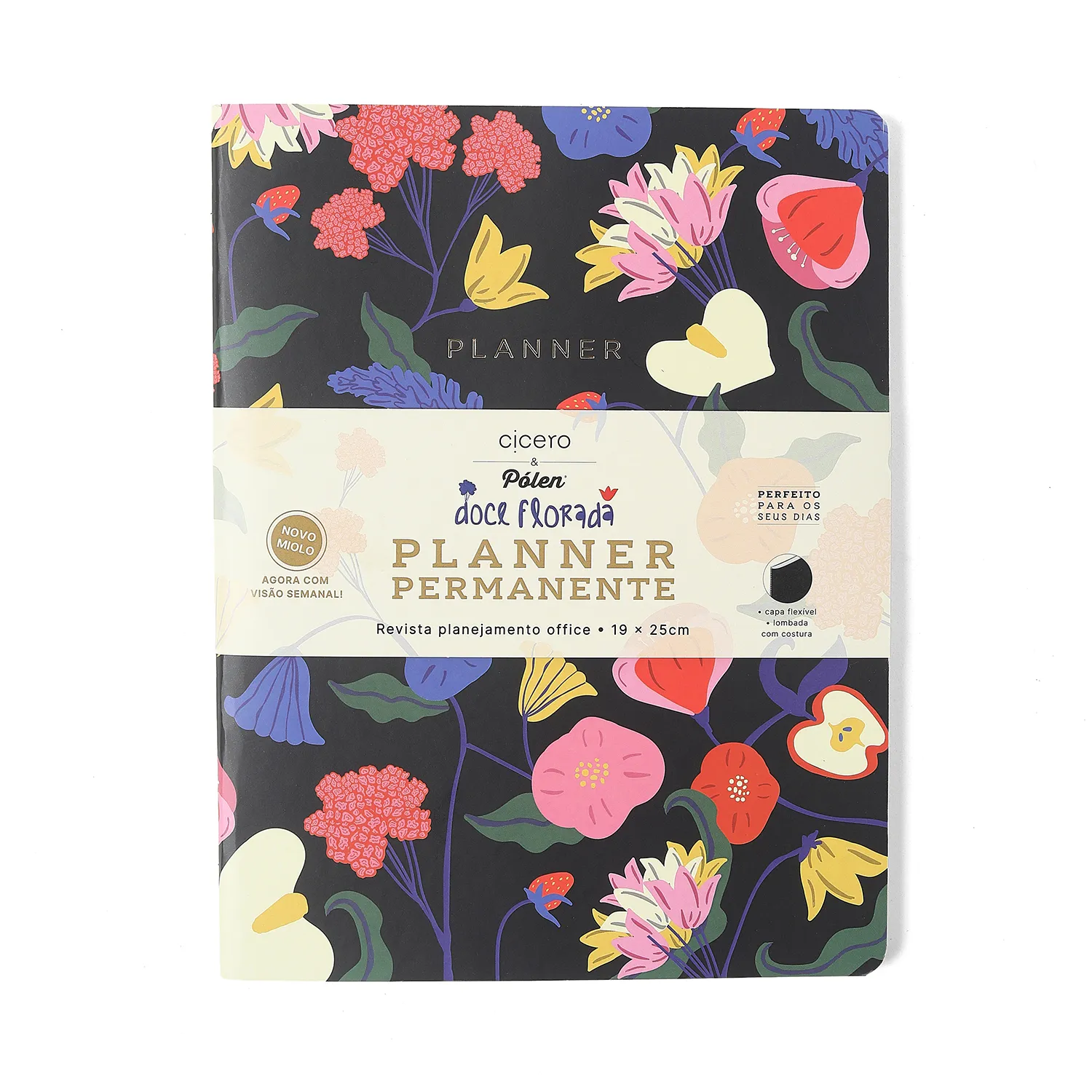 Planner Permanente Revista Planejamento Doce Florada Mensal 19x25 Preto