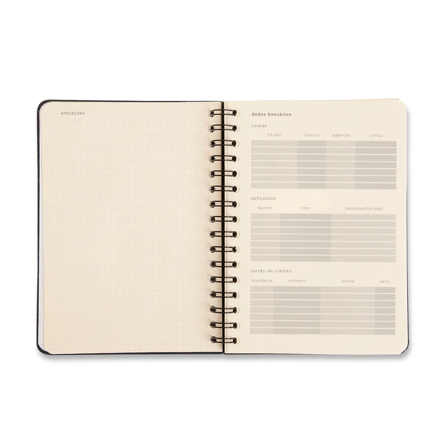 Planner Permanente Wire-O Frutare Financeiro A5 Mesa Posta