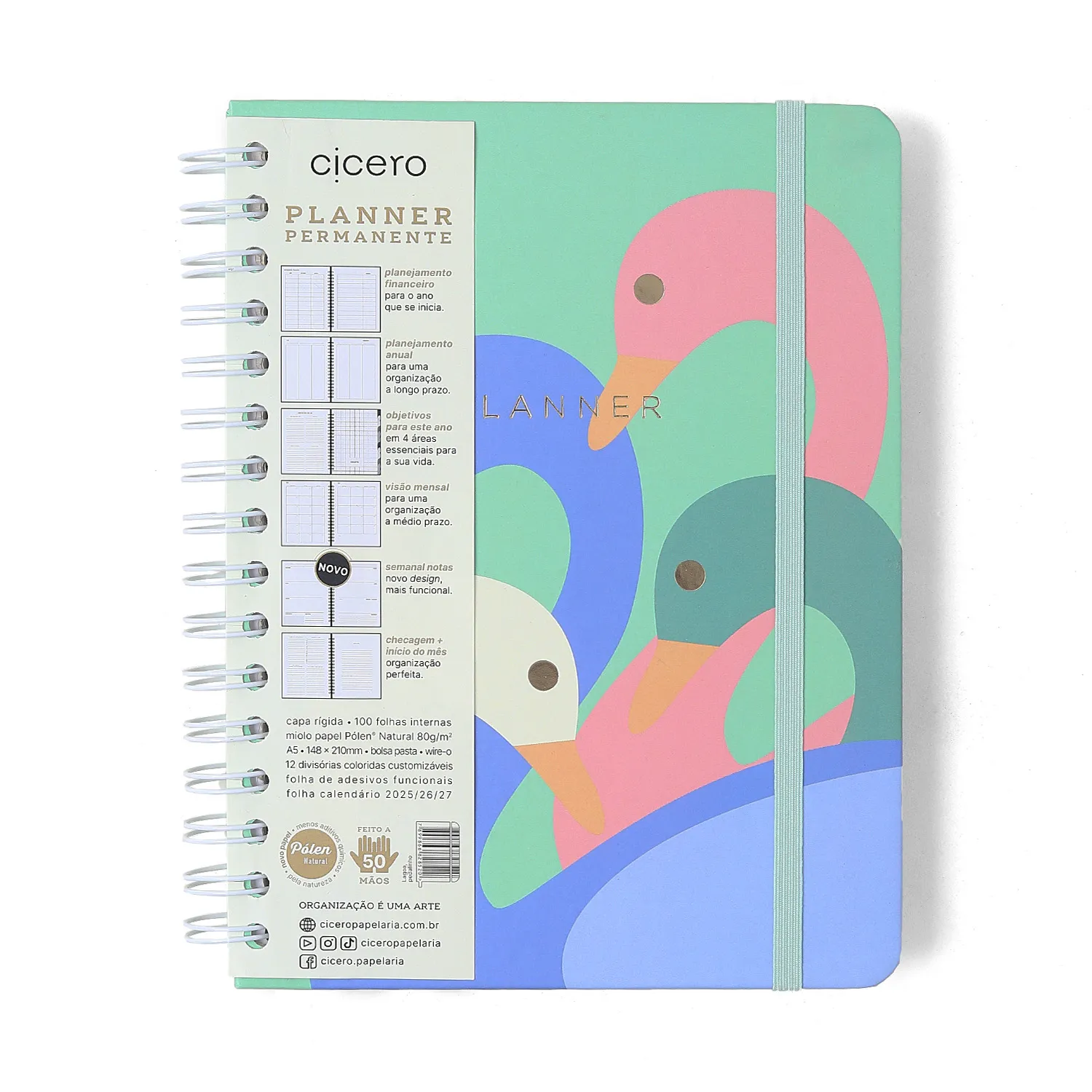Planner Permanente Wire-O Lagoa Semanal Notas A5 Pedalinho