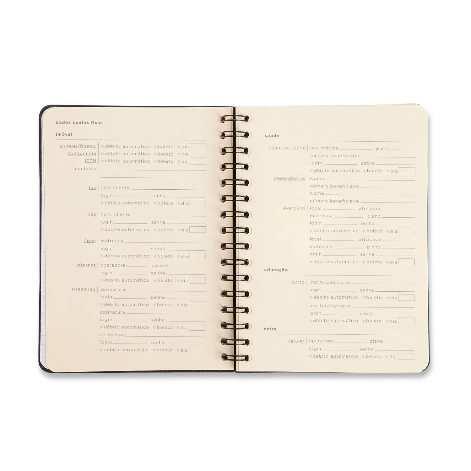 Planner Permanente Wire-O Litoral Financeiro A5 Revoada Off White