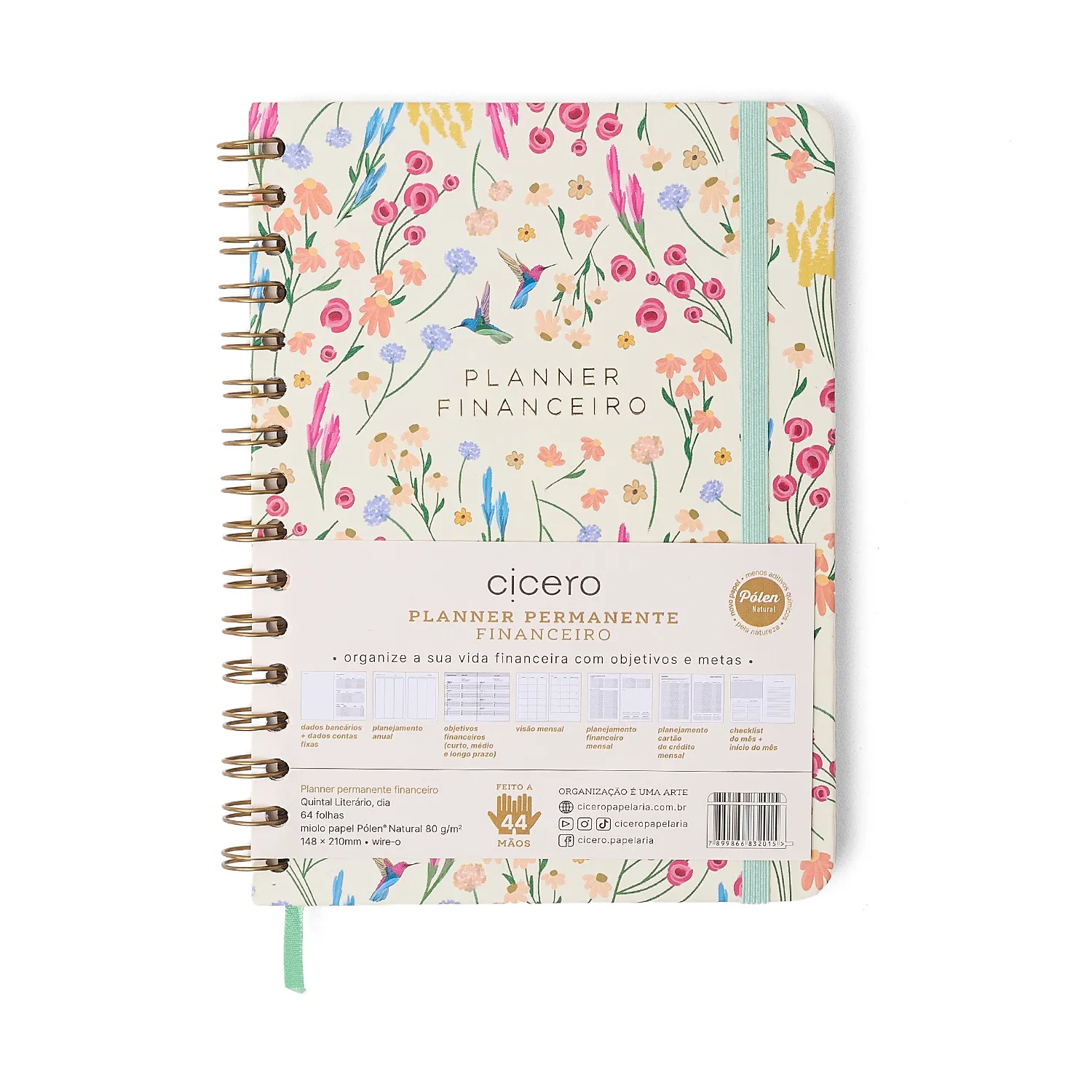 Planner Permanente Wire-O Quintal Literário Financeiro A5 Dia