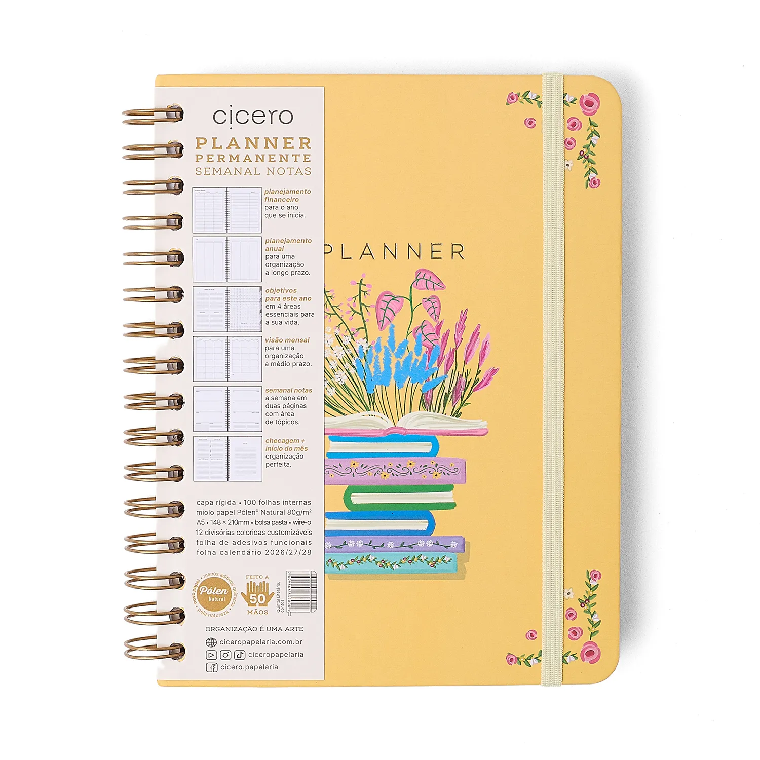 Planner Permanente Wire-O Quintal Literário Semanal Notas A5 Contos