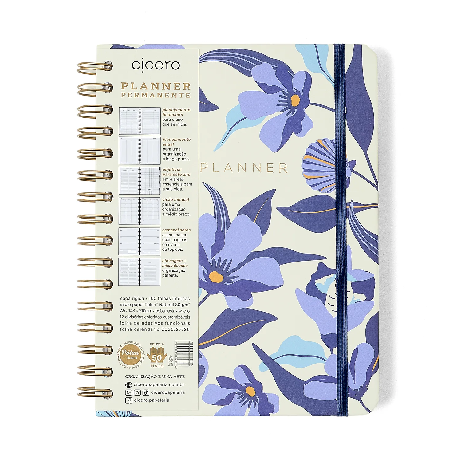 Planner Permanente Wire-O Trancoso Semanal Notas A5 Off White