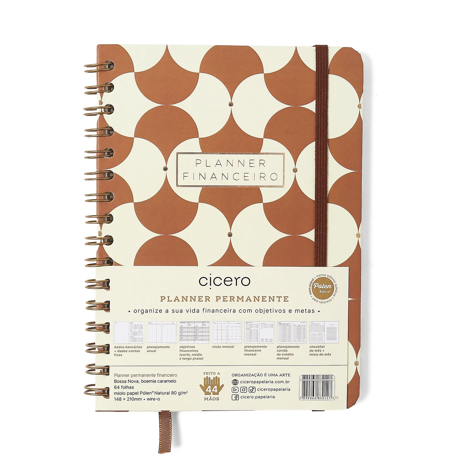 Planner Permanente Wire-o Bossa Nova Financeiro A5 Boemia Caramelo