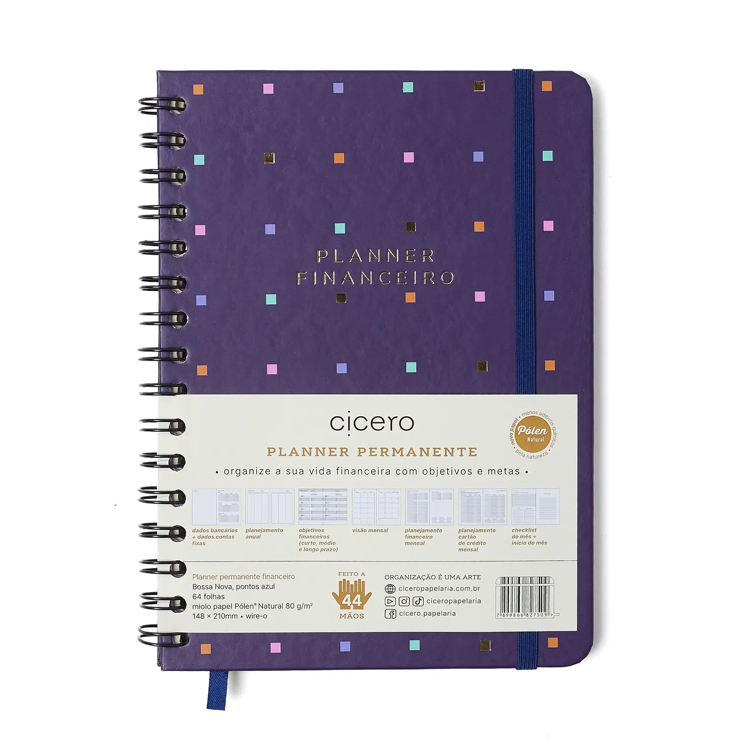 Planner Permanente Wire-o Bossa Nova Financeiro A5 Pontos Azul