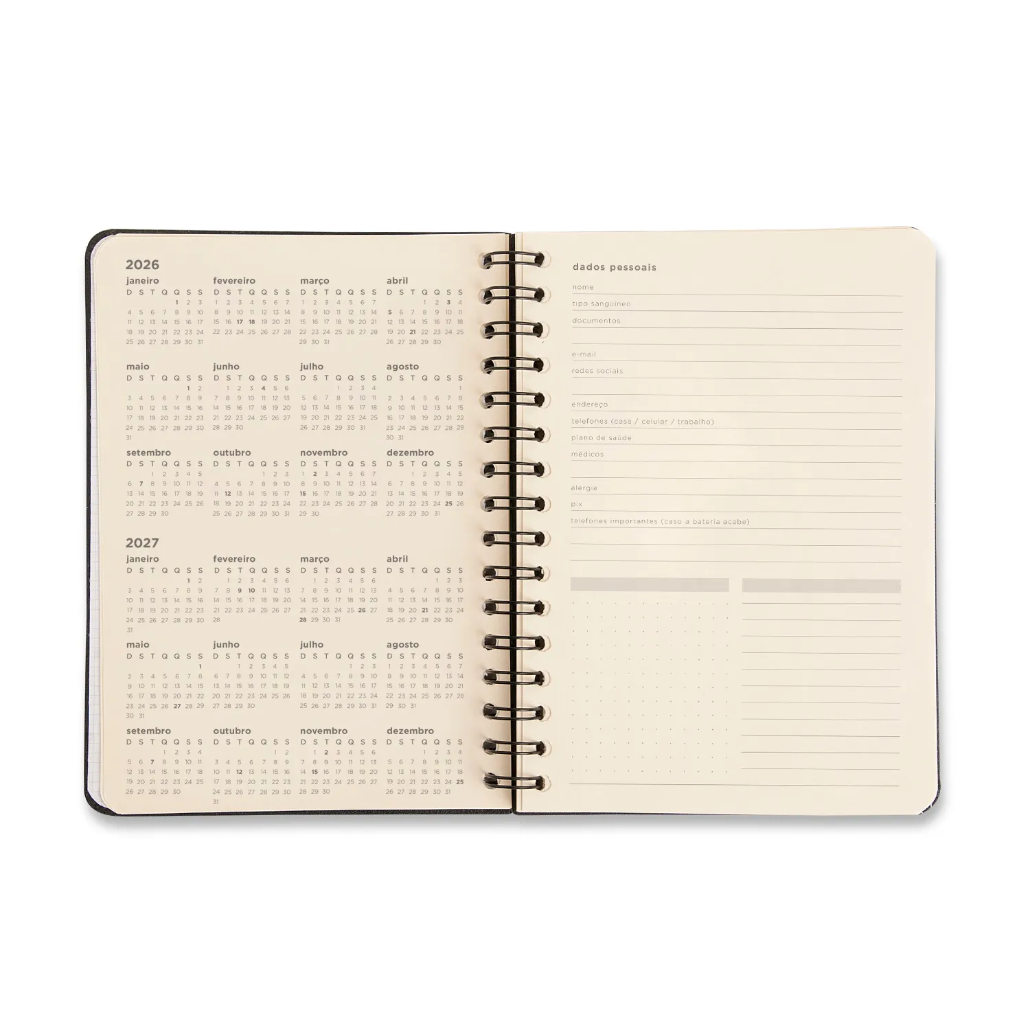 Planner Permanente Wire-o Bossa Nova Financeiro A5 Pontos Azul