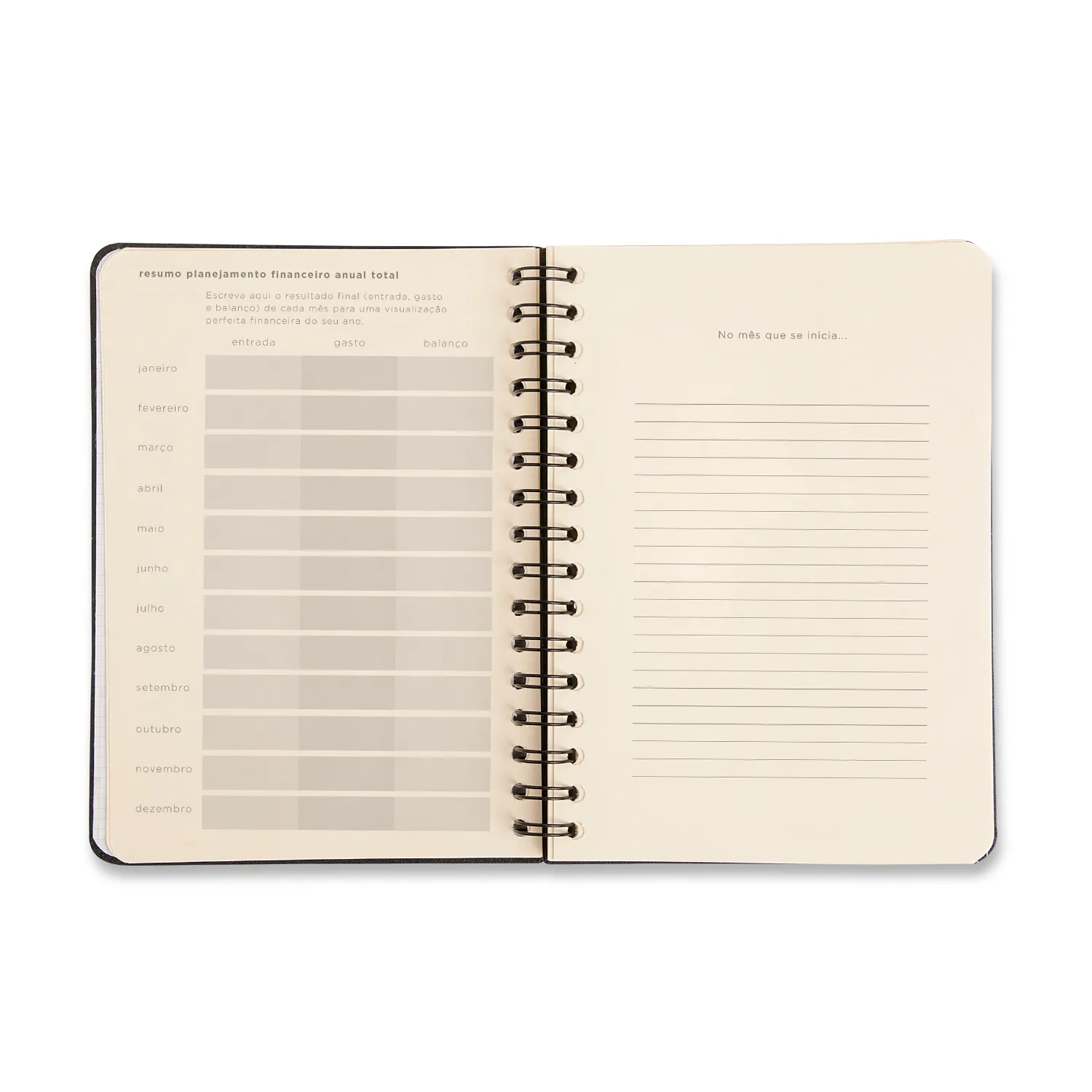 Planner Permanente Wire-o Doce Florada Financeiro A5 Off White