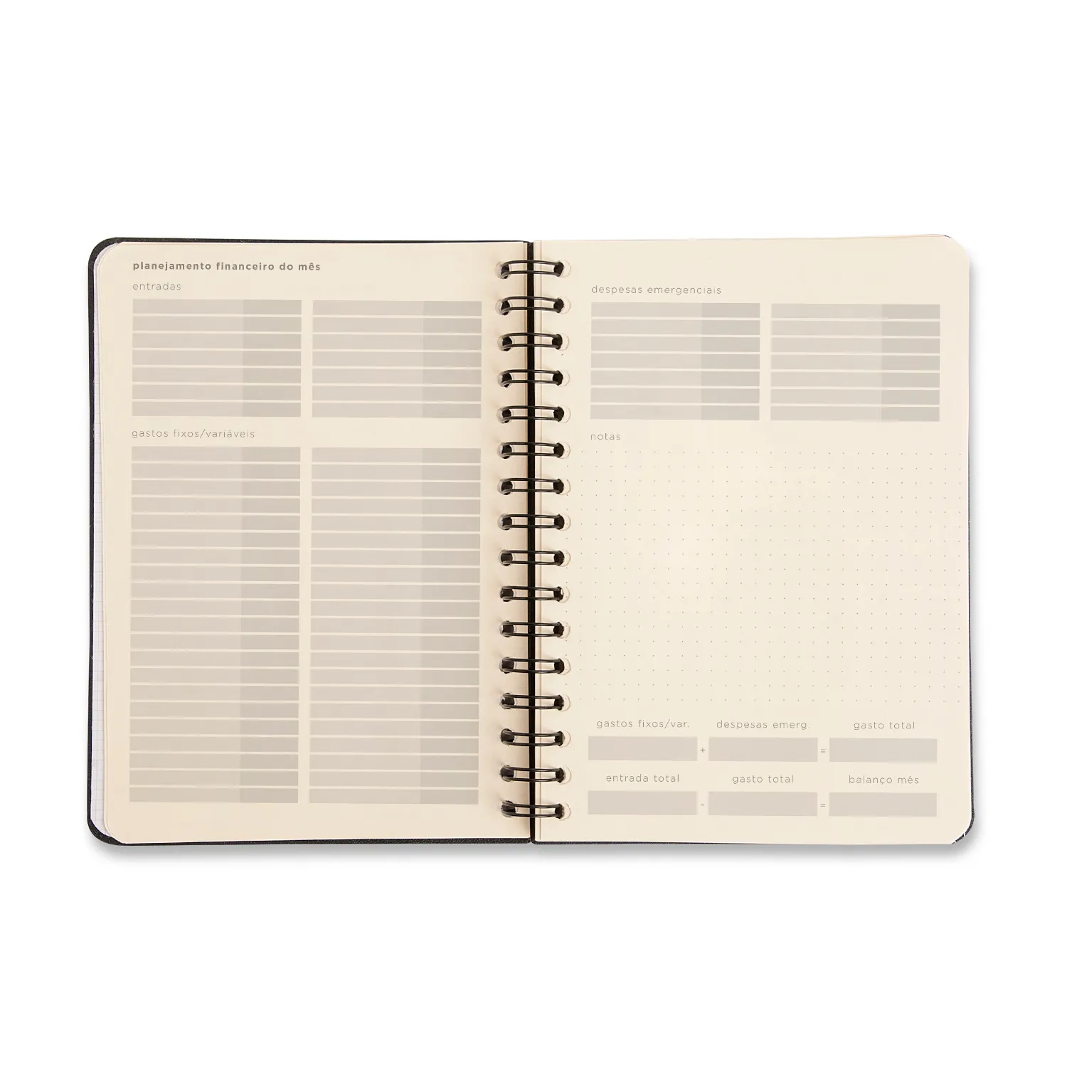 Planner Permanente Wire-o Kraft Financeiro A5 Linha e Ponto