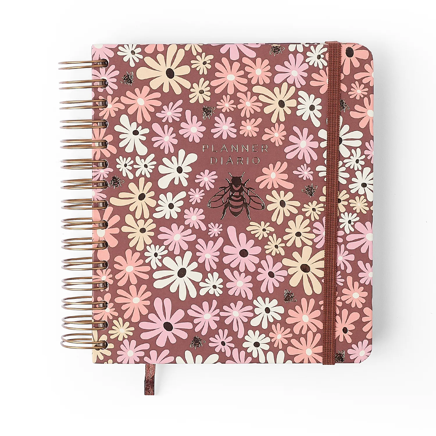 Planner Permanente Wire-o Melissa Diário 17x19,5 Mini Bloomy Chocolate
