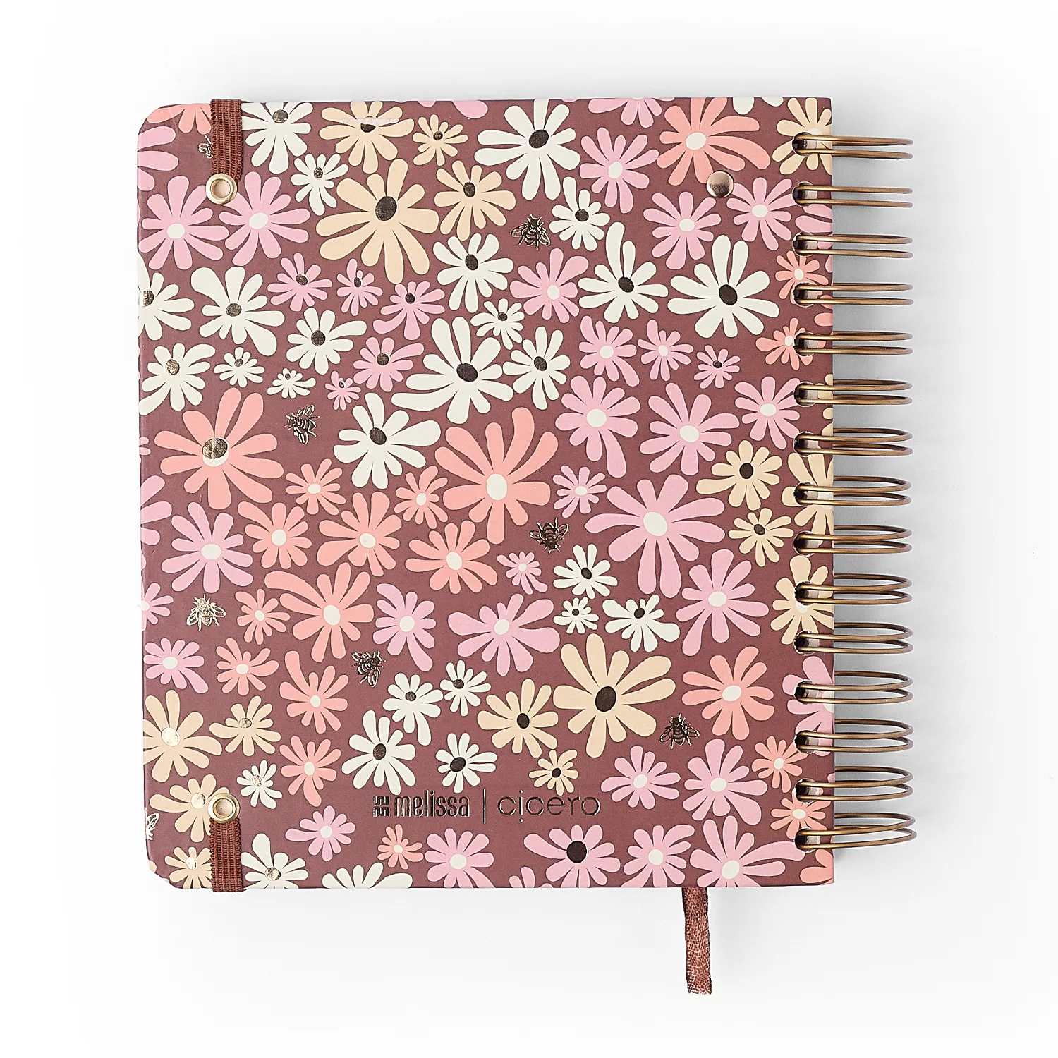 Planner Permanente Wire-o Melissa Diário 17x19,5 Mini Bloomy Chocolate