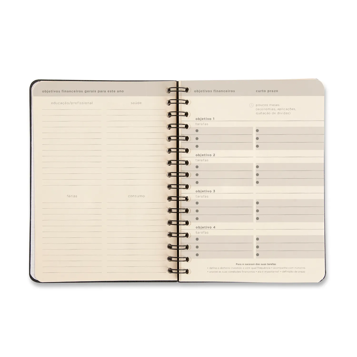 Planner Permanente Wire-o Melissa Financeiro A5 Mini Bloomy Manteiga