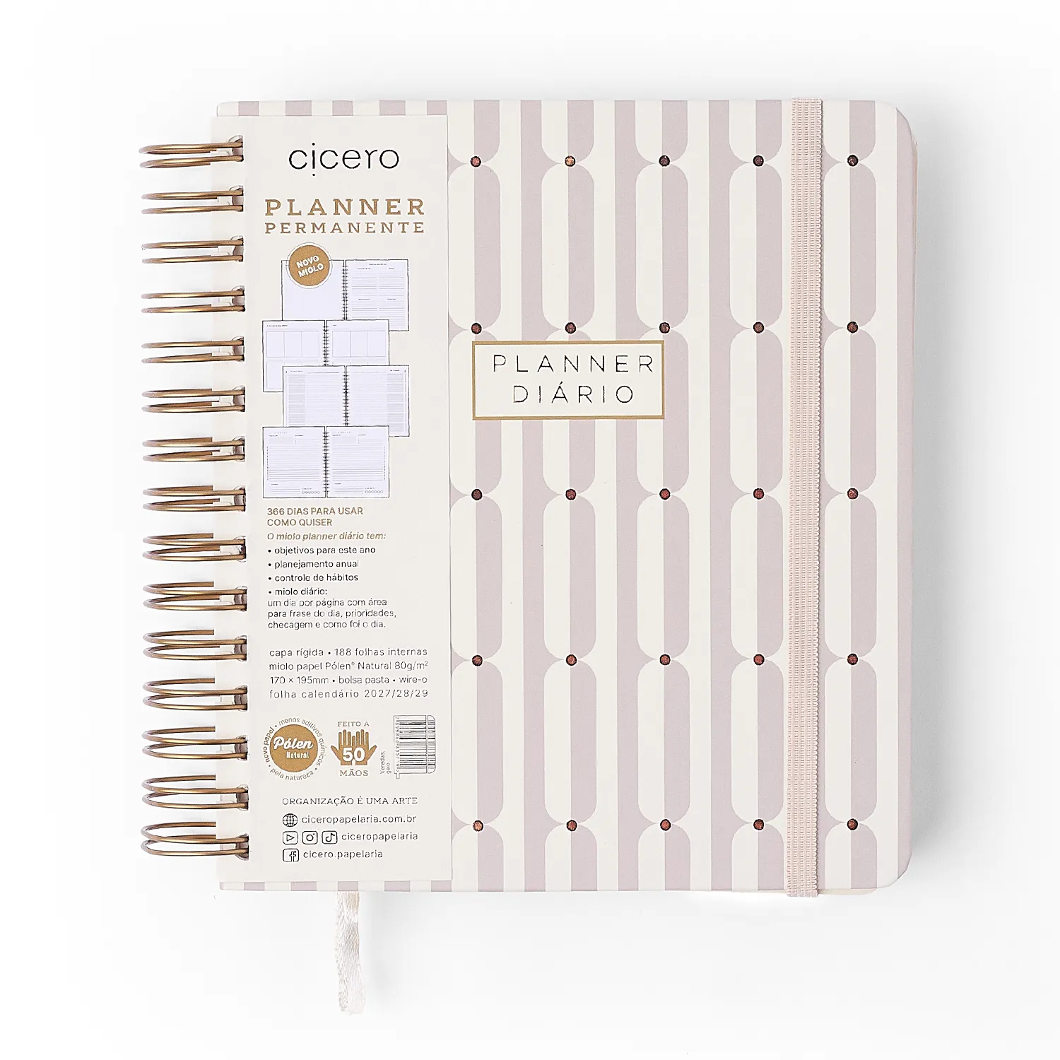 Planner Permanente Wire-o Veredas Diário 17x19,5 Gelo