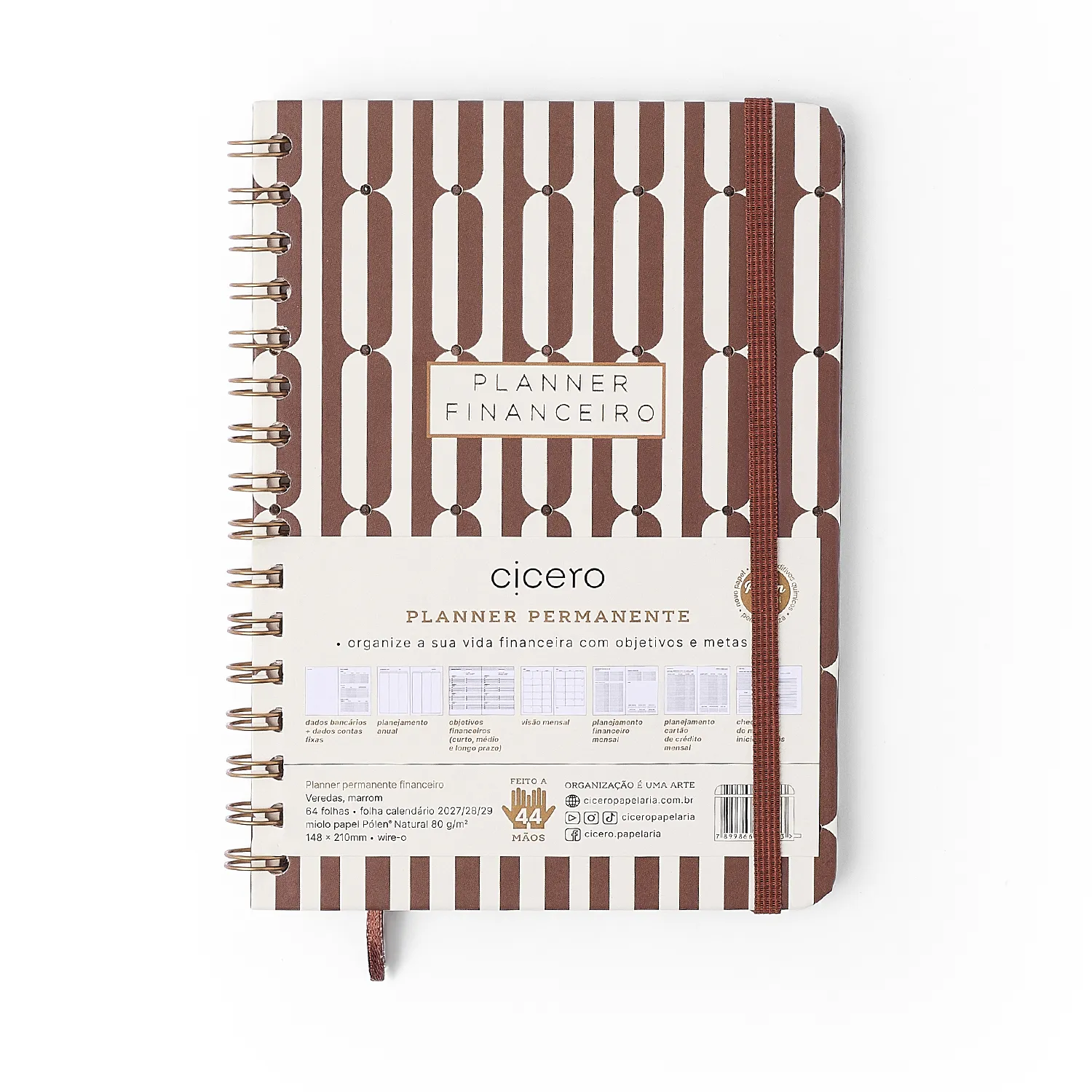 Planner Permanente Wire-o Veredas Financeiro A5 Marrom