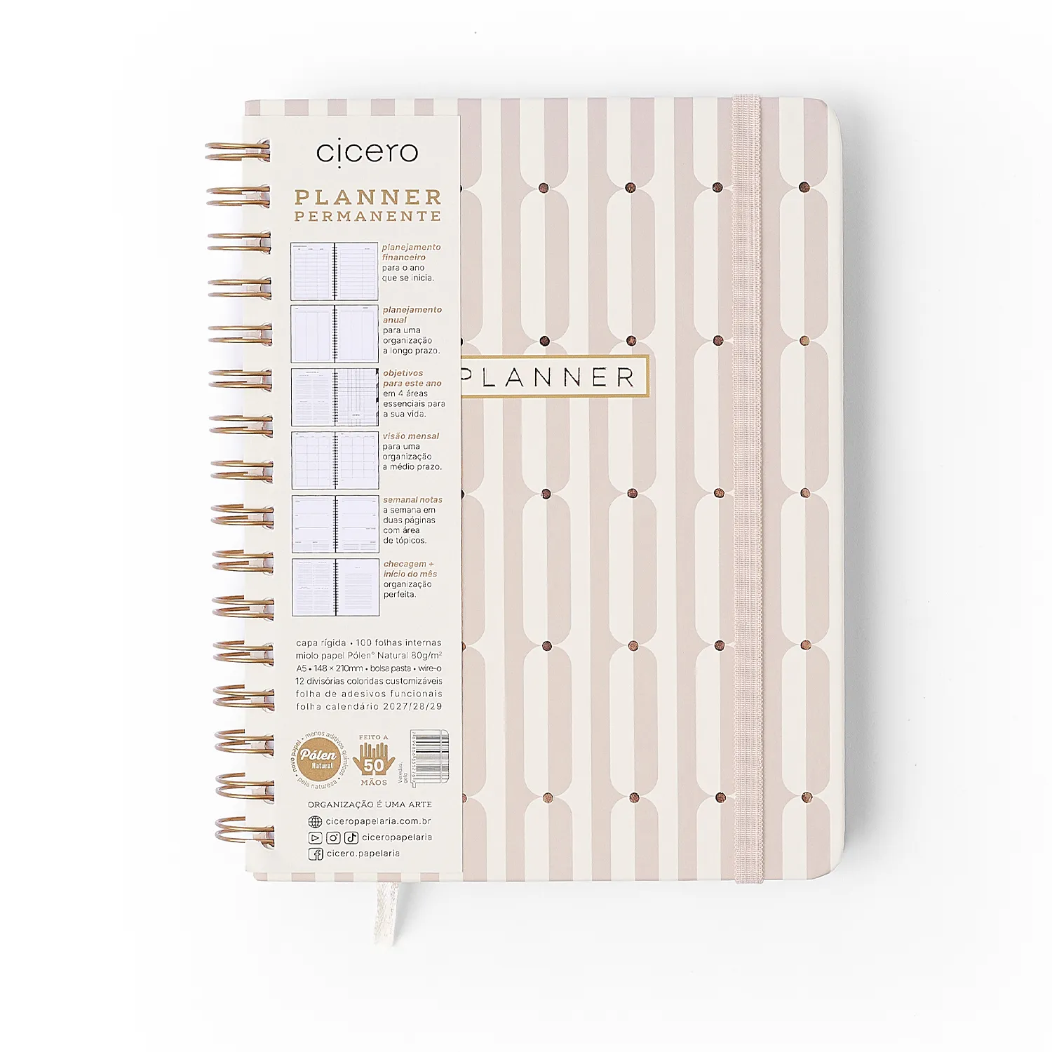 Planner Permanente Wire-o Veredas Semanal Notas A5 Gelo