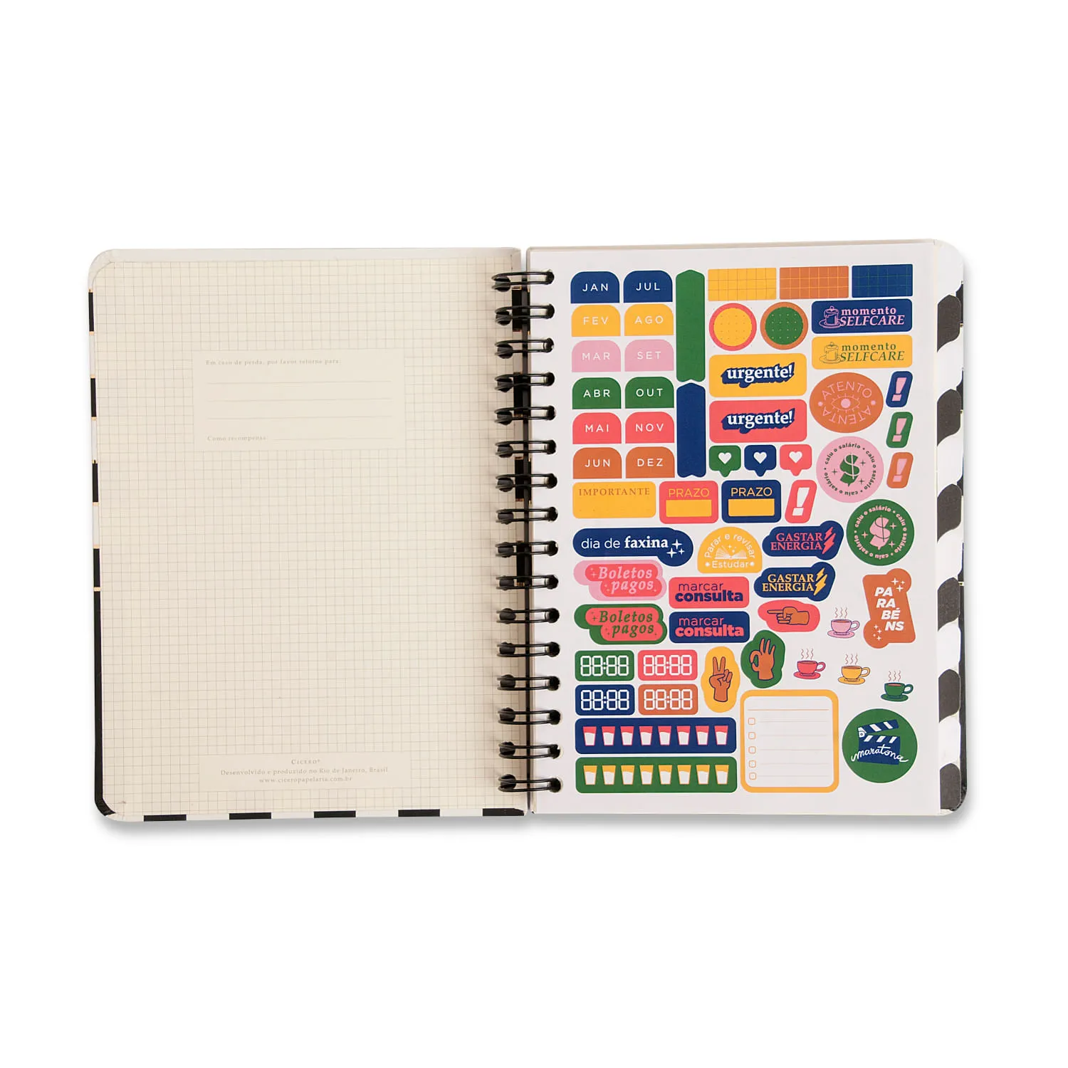 Planner Wire-o Clássico 14,8x21 - Preto