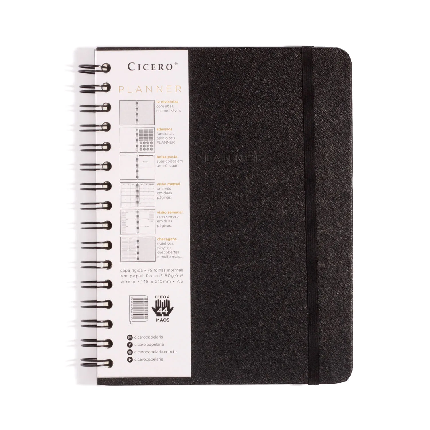 Planner Wire-o Clássico 14,8x21 - Preto