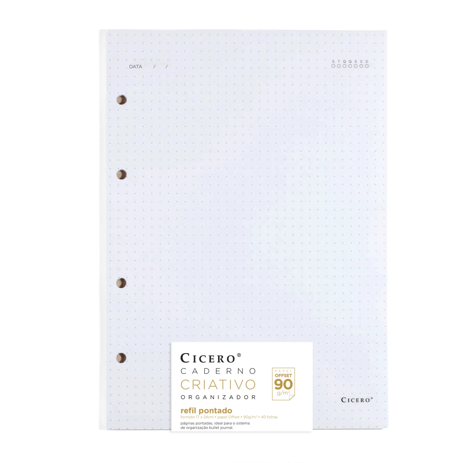 Refil Caderno Argolado 40FLS -Offset 90g 17x24 Pontado