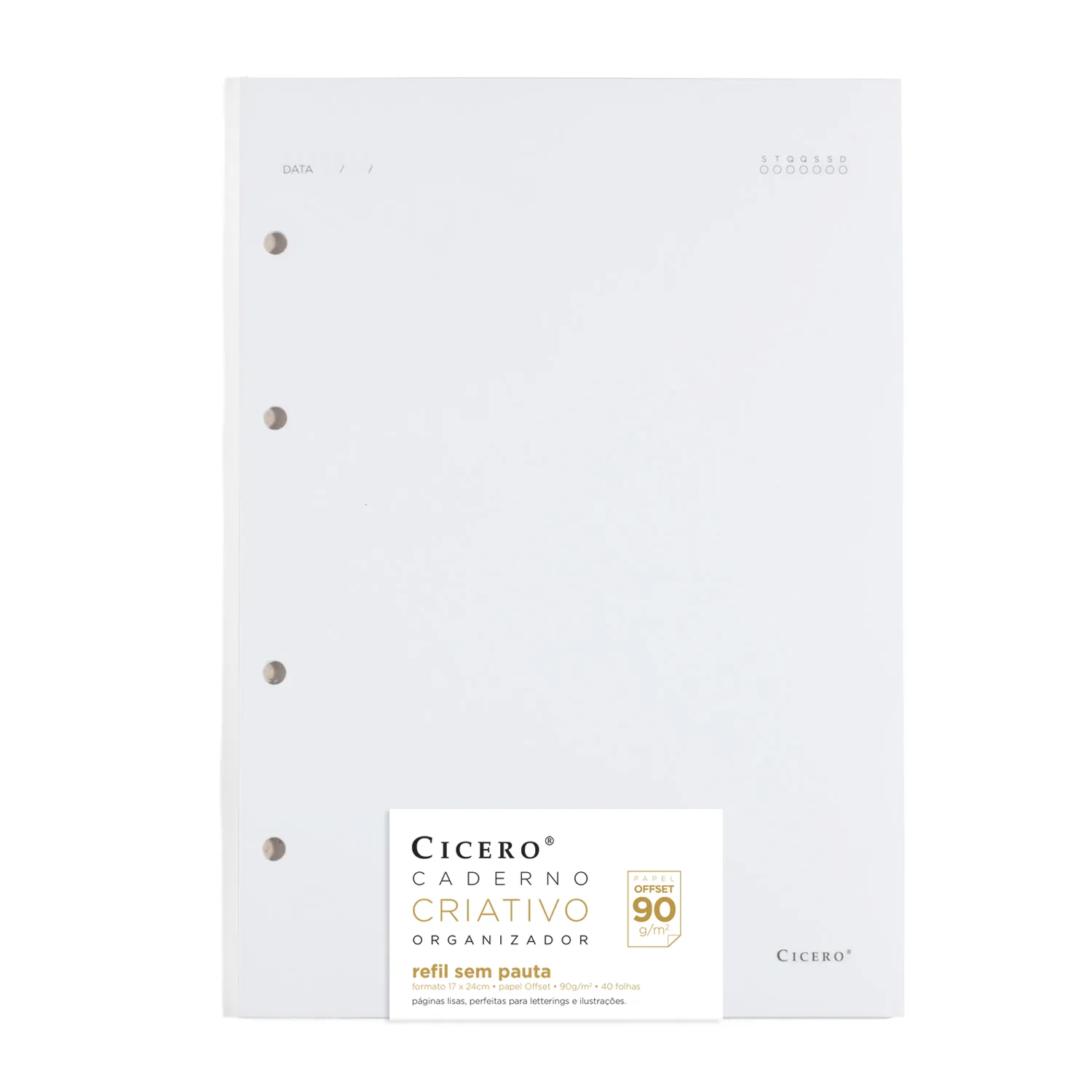 Refil Caderno Argolado 40FLS Offset 90g 17x24 Sem Pauta