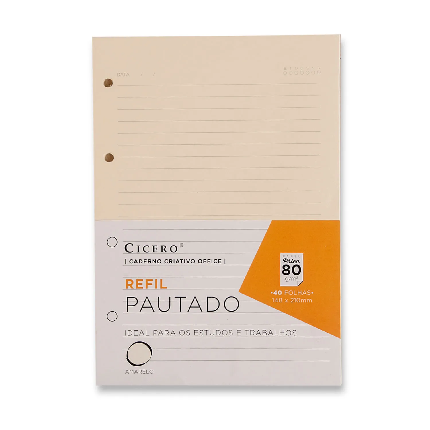Refil Caderno Argolado Office 40FLS Pólen 80g Pautado A5