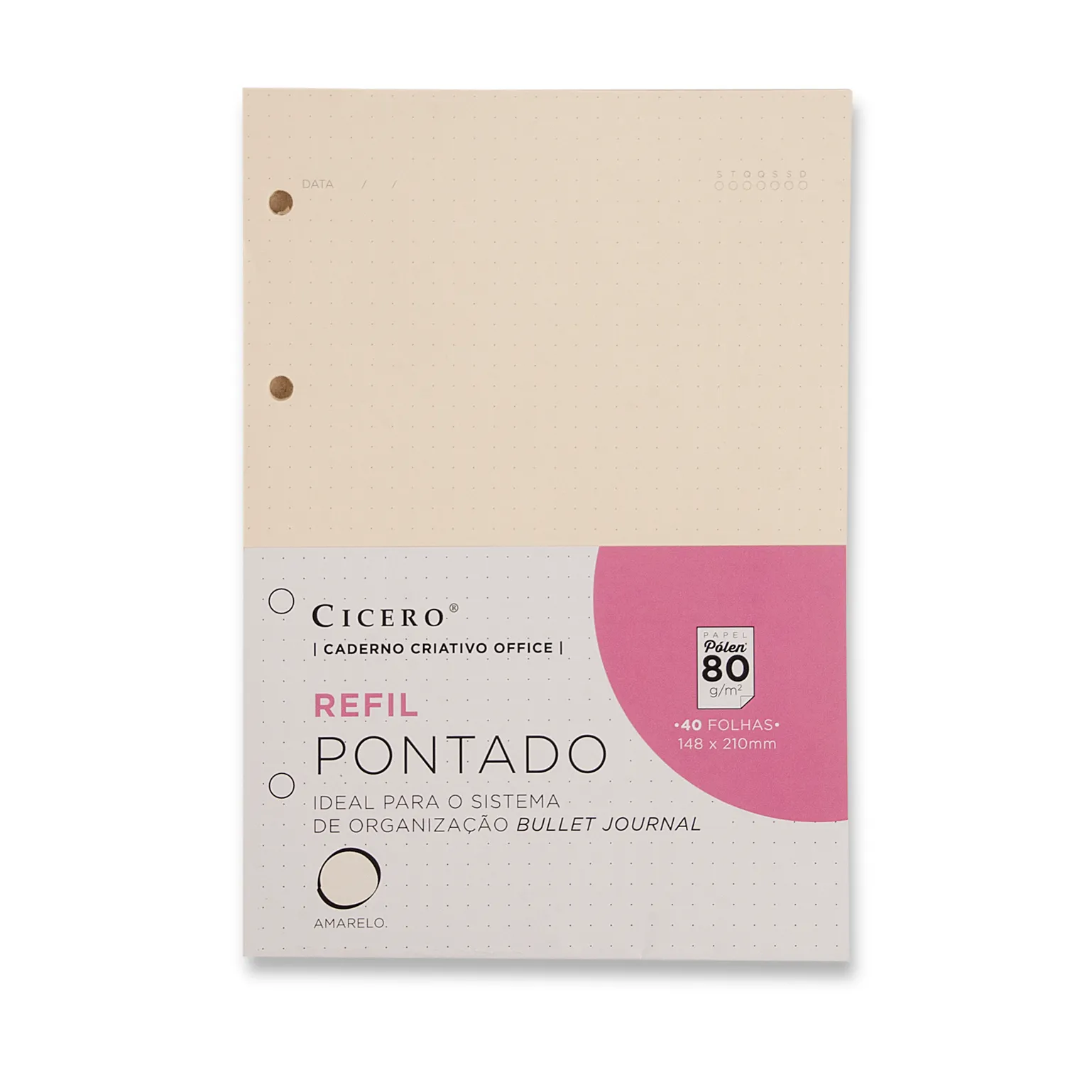 Refil Caderno Argolado Office 40FLS Pólen 80g Pontado A5