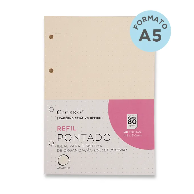 Refil Caderno Argolado Office 40FLS Pólen 80g Pontado A5