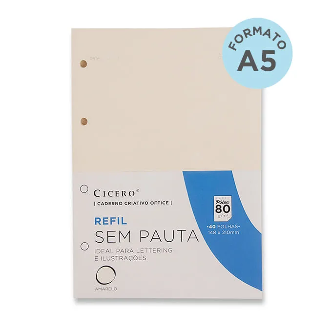 Refil Caderno Argolado Office 40FLS Pólen 80g Sem Pauta A5