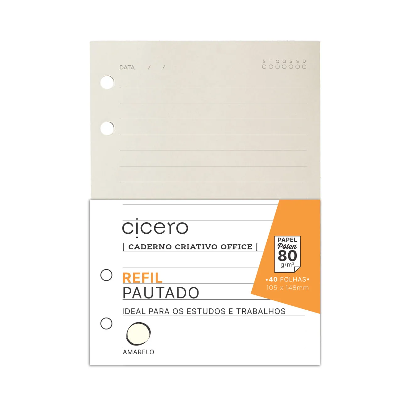 Refil Caderno Criativo Argolado 40Fls Pólen 80G Pautado A6