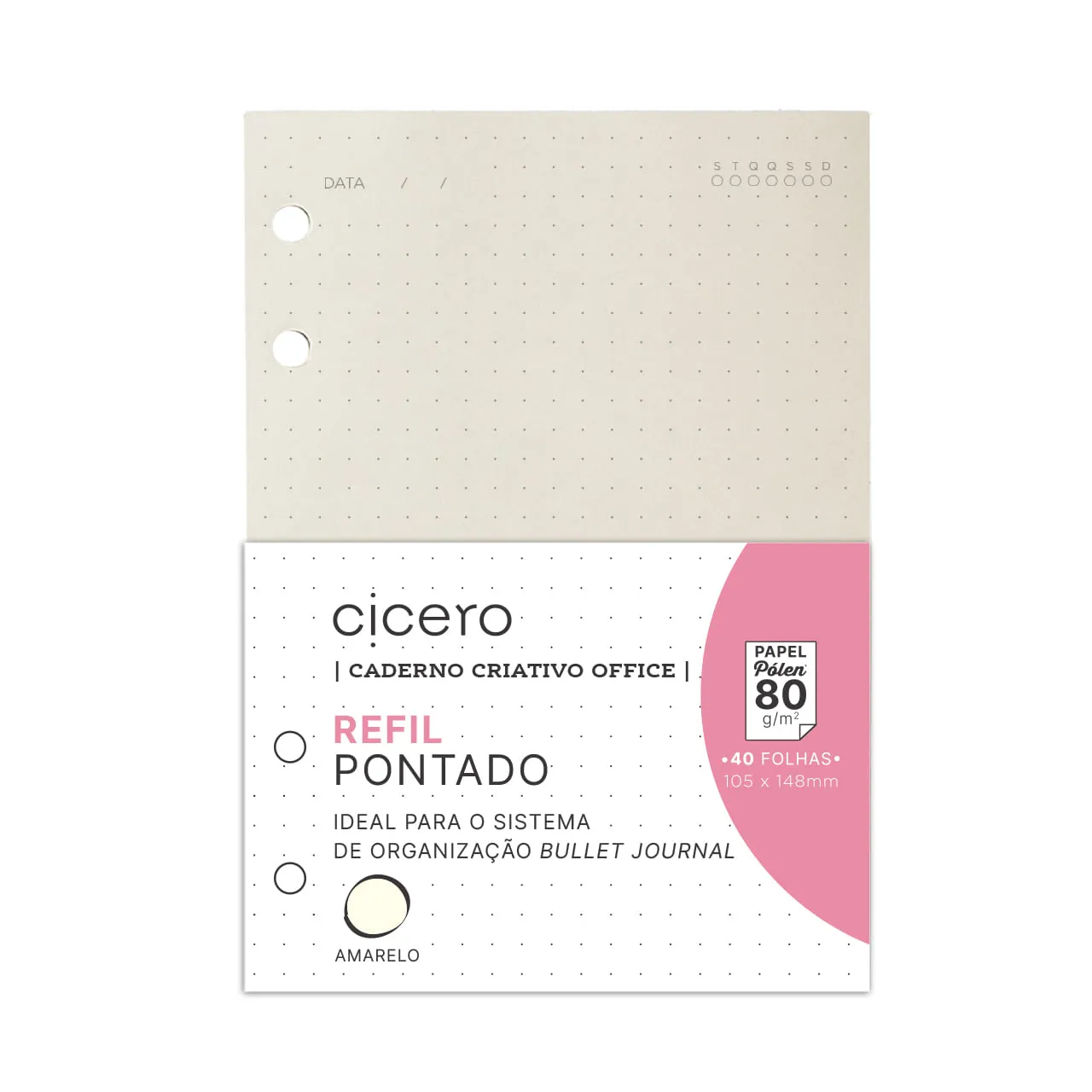 Refil Caderno Criativo Argolado 40Fls Pólen 80G Pontado A6