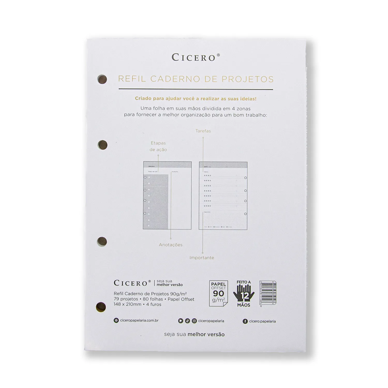 Refil Caderno Criativo Argolado 80FLS Offset 90g Projetos A5