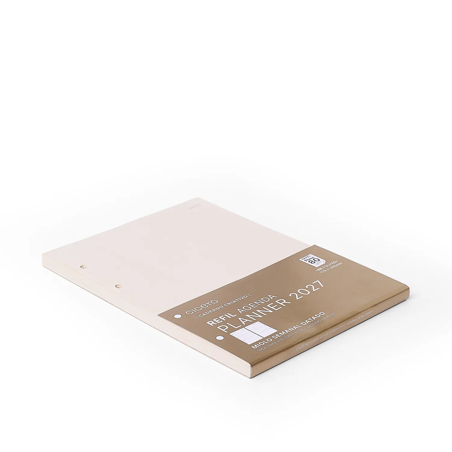 Refil Caderno Criativo Argolado 88 Fls Pólen 80G Agenda Planner 2027 Semanal 17X24
