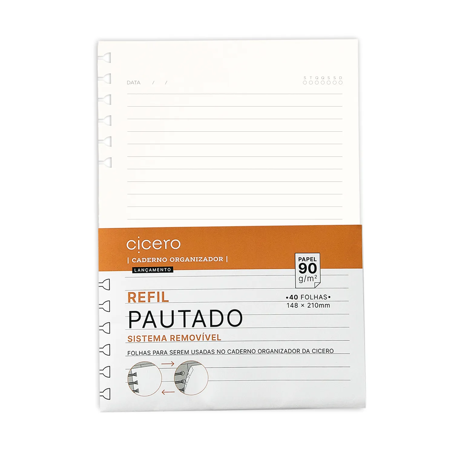 Refil Caderno Organizador 40 Fls Offset 90G Pautado A5