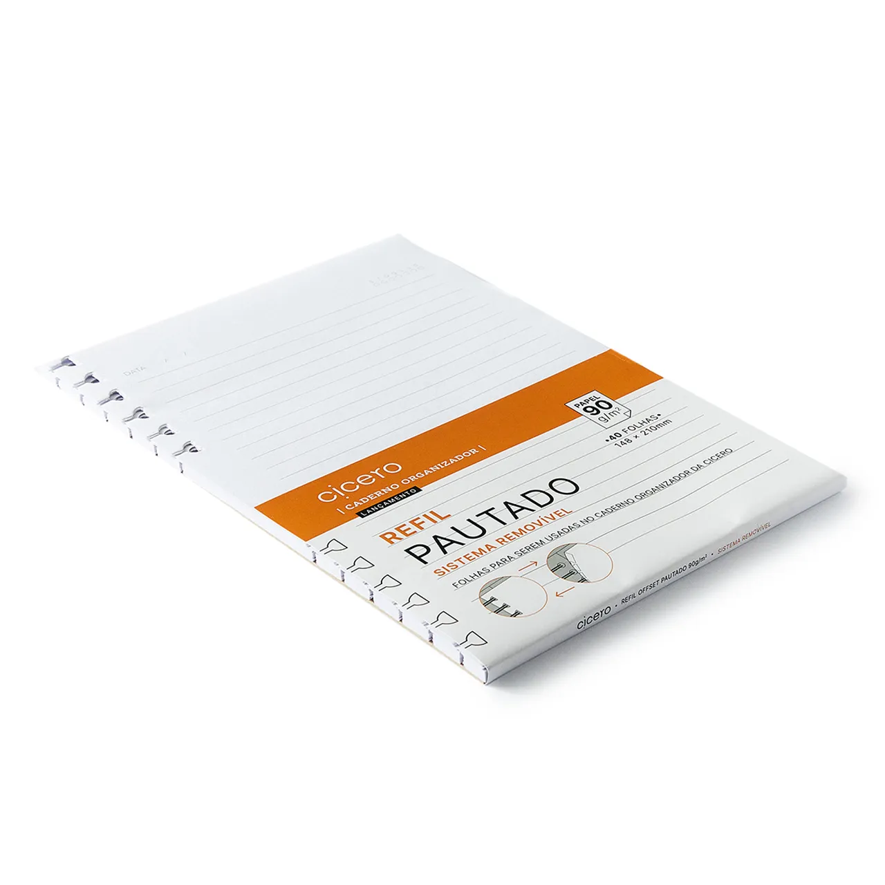 Refil Caderno Organizador 40 Fls Offset 90G Pautado A5