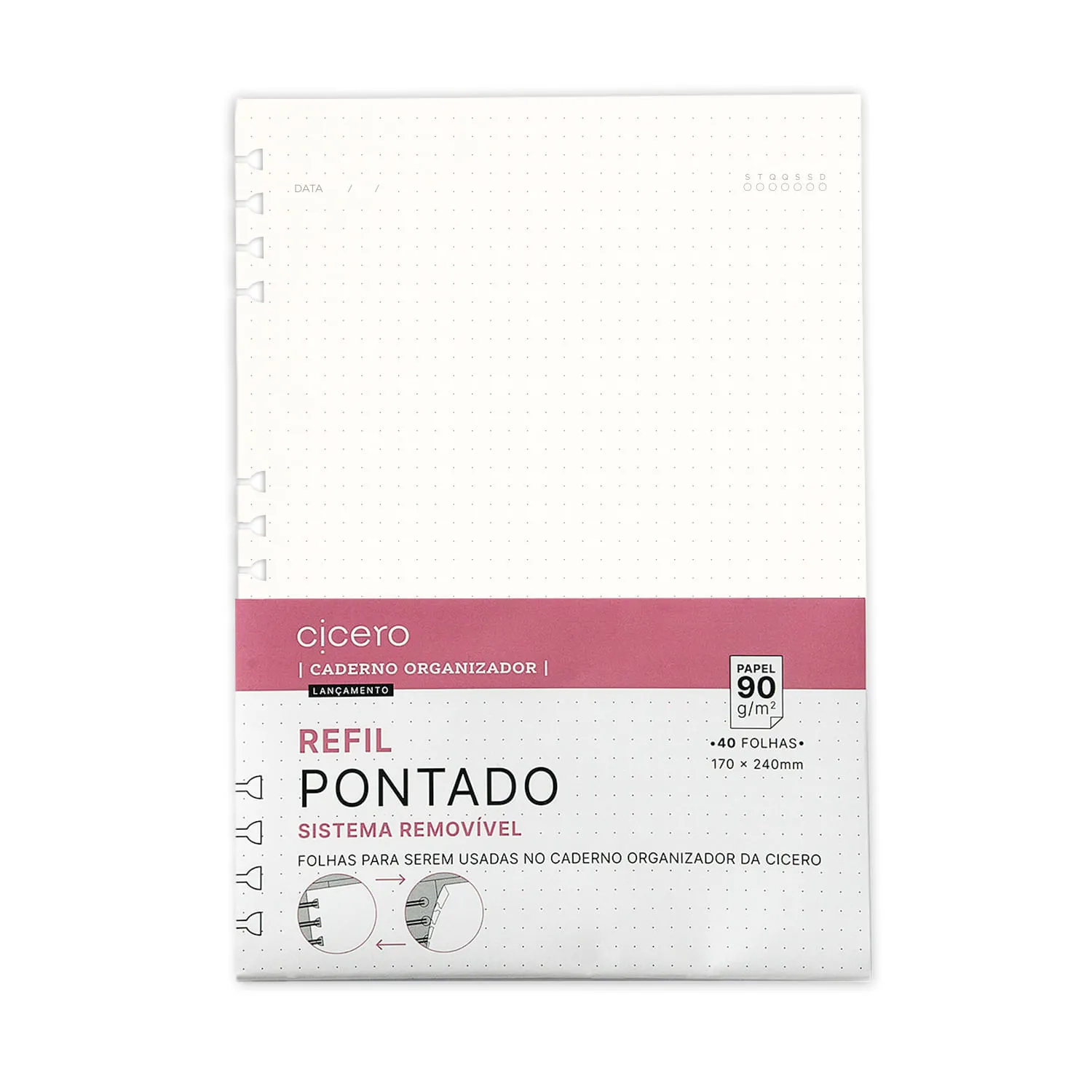Refil Caderno Organizador 40 Fls Offset 90G Pontado 17X24