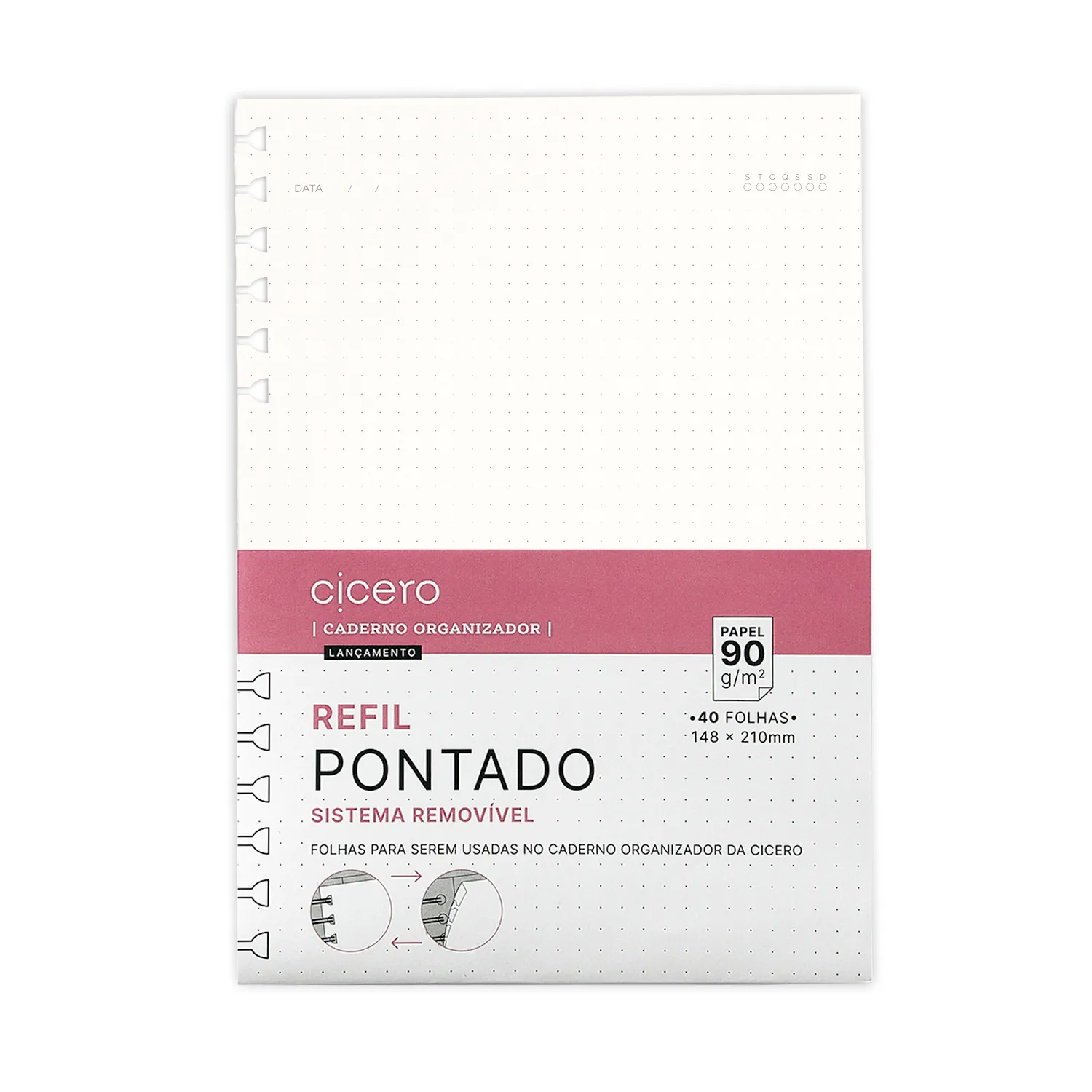Refil Caderno Organizador 40 Fls Offset 90G Pontado A5