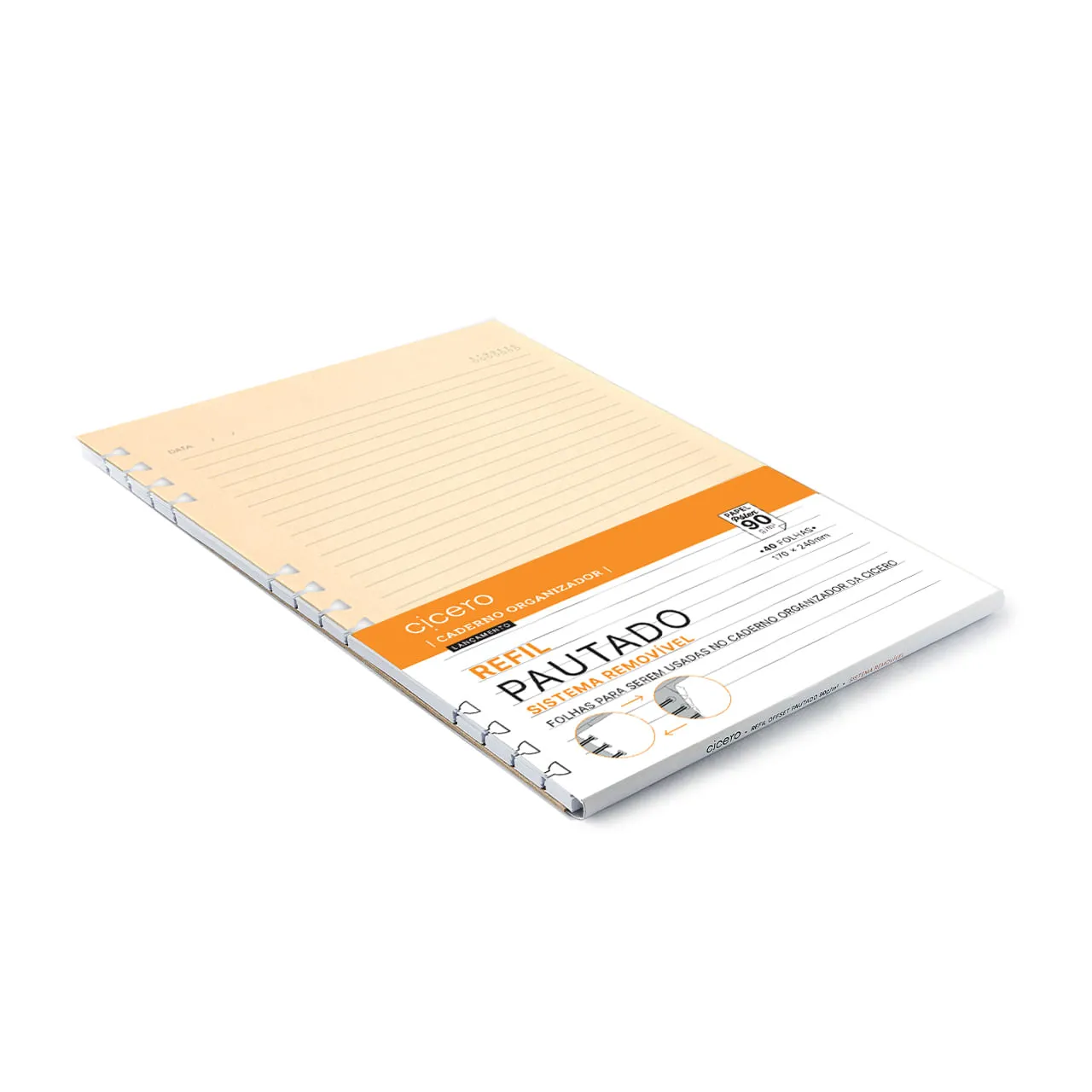 Refil Caderno Organizador 40 Fls Pólen 90G Pautado 17X24