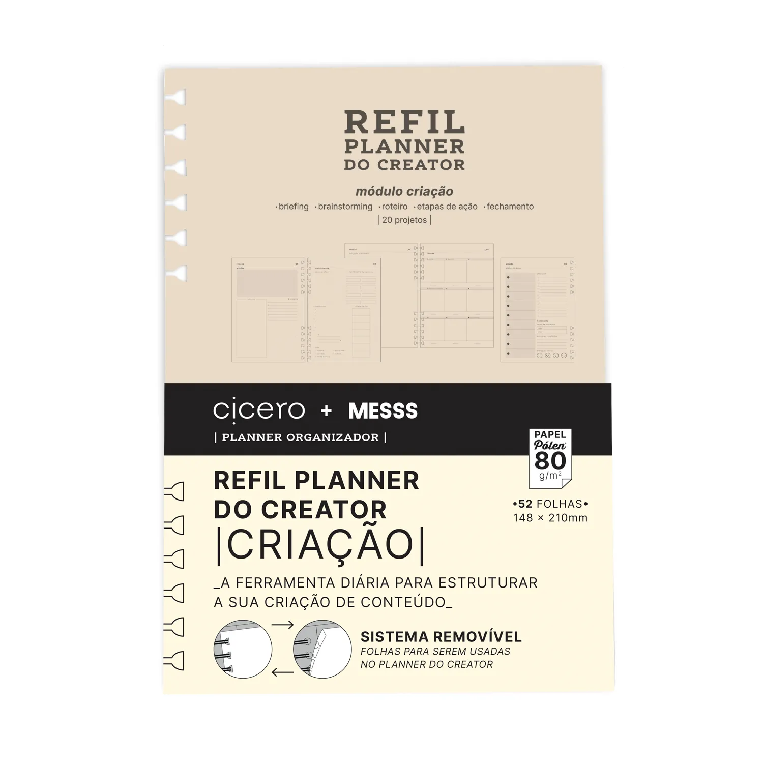 Refil Planner Organizador Messs 52 Fls Pólen 80g Creator A5